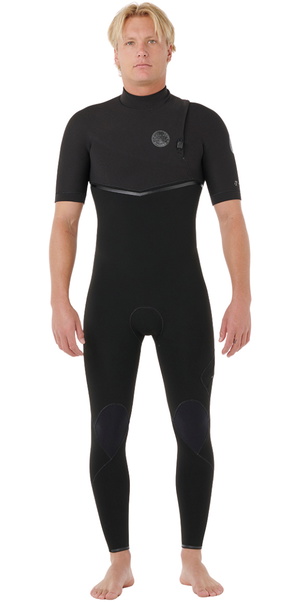 2026 Rip Curl Hombres E-Bomb 2/2mm Zip Free Manga Corta Neopreno 17XMFS - Black